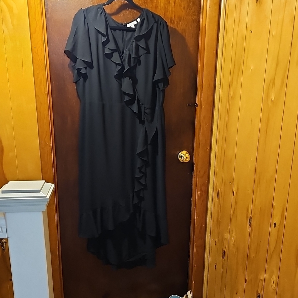 Chico's Black Asymmetrical Ruffled Cocktail Dress